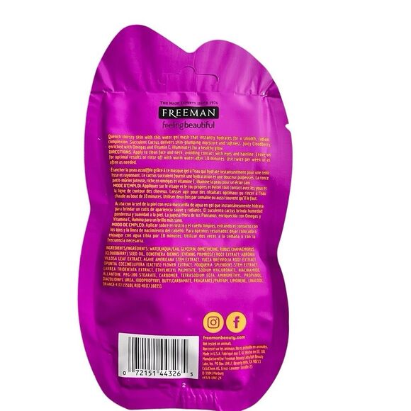 Freeman Hydrating Cactus + Cloudberry Water Gel Mask – All Skin Types, 0.5 fl oz - Picture 4 of 6